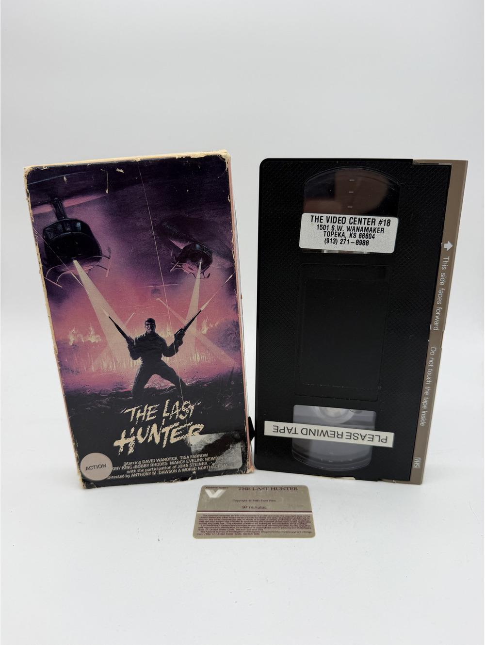 The Last Hunter VHS Tape with Original Box and Rental Card